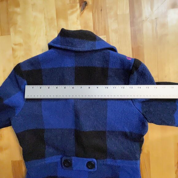 Billabong Coat Wool Blend Buffalo Check Plaid Buttoned‎ Jacket Womems Sz Sm EUC - Picture 7 of 8